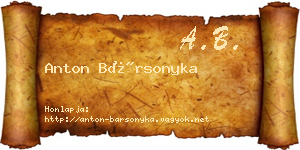 Anton Bársonyka névjegykártya